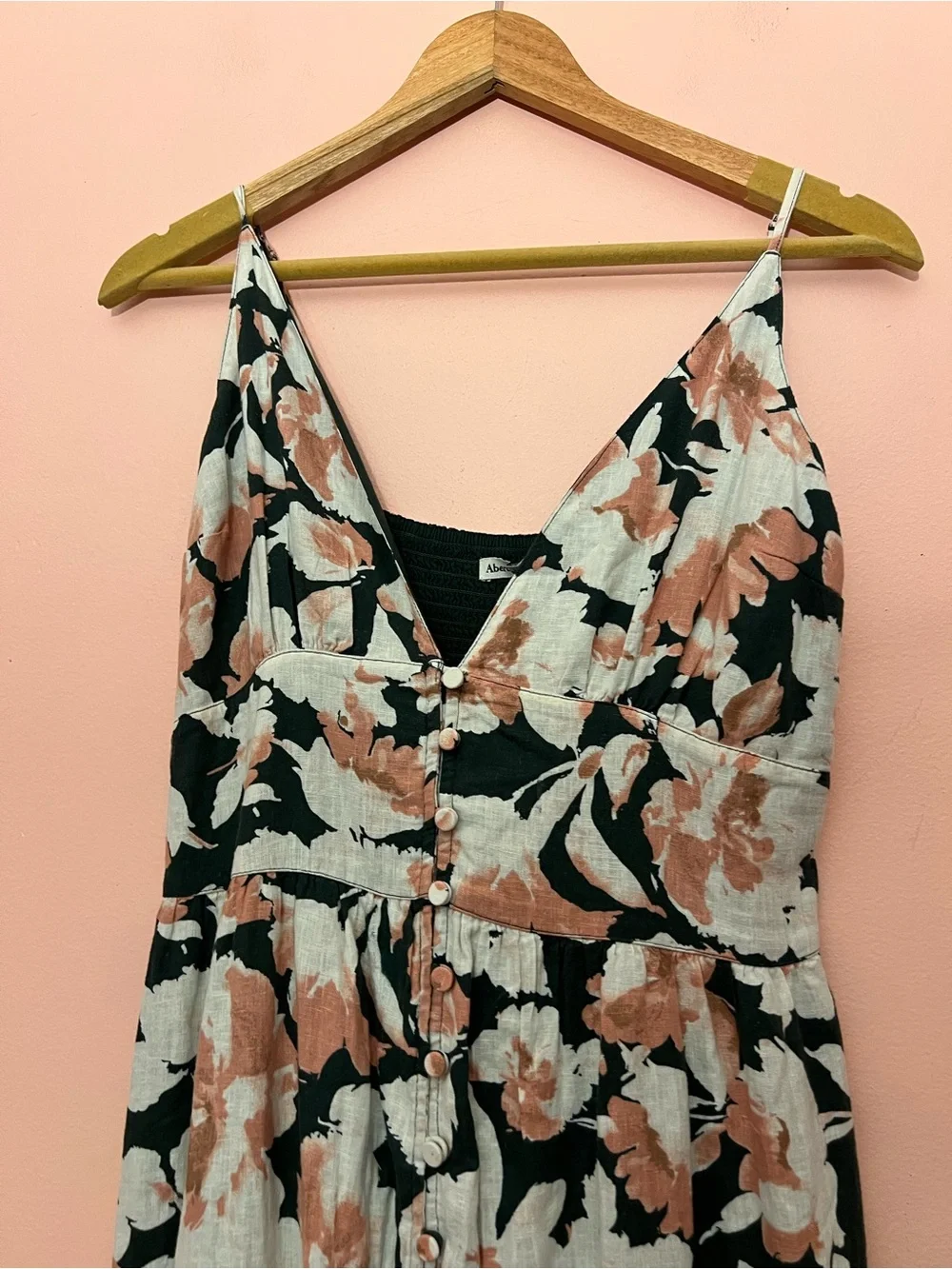 NWT Abercrombie & Fitch Green Floral Button Front Maxi Dress Medium